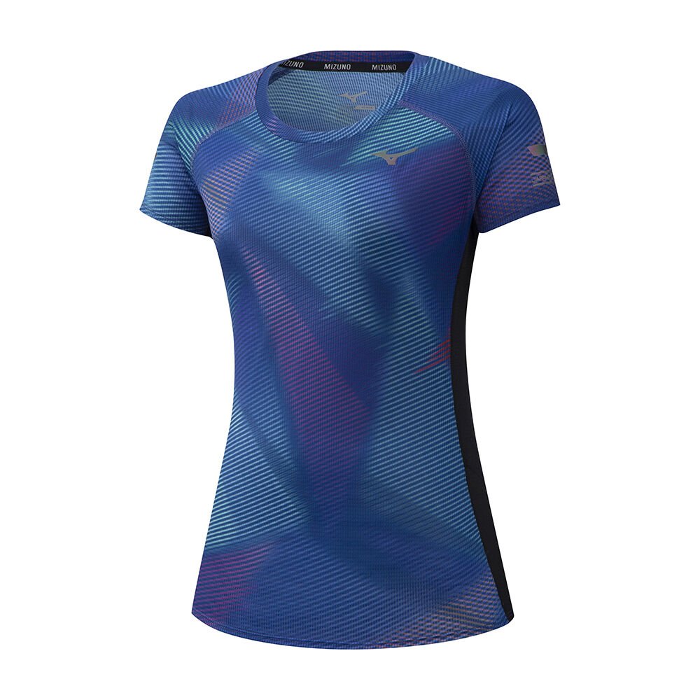 Mizuno Women's Aero Graphic Running T-Shirts Blue (J2GA022029-MQA)